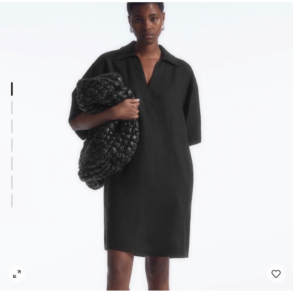 COS Black Mini Shirt Linen Dress, New